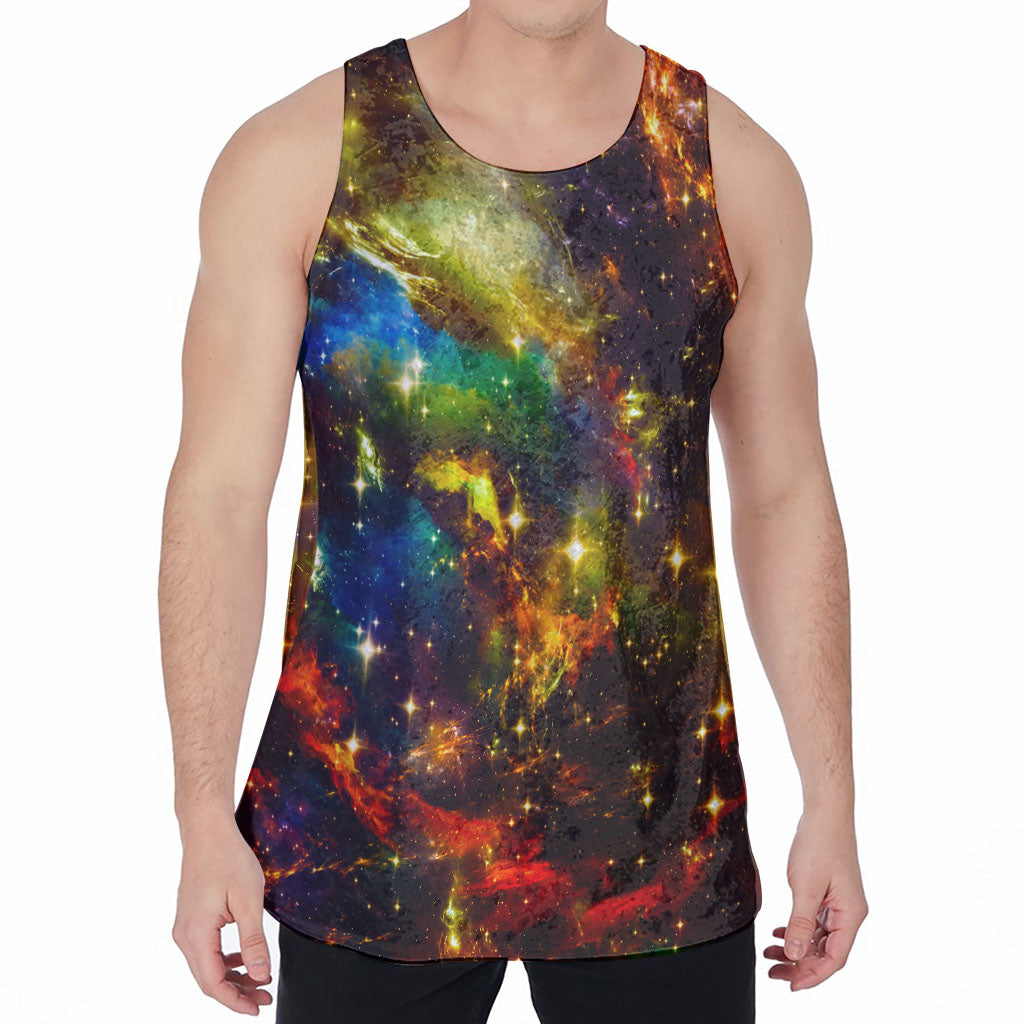 Colorful Universe Galaxy Space Print Men's Velvet Tank Top