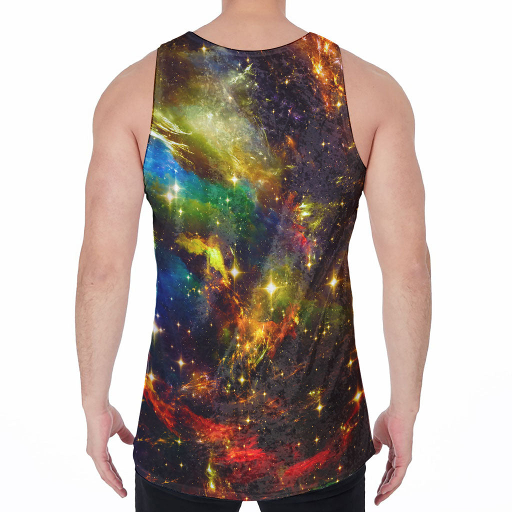 Colorful Universe Galaxy Space Print Men's Velvet Tank Top