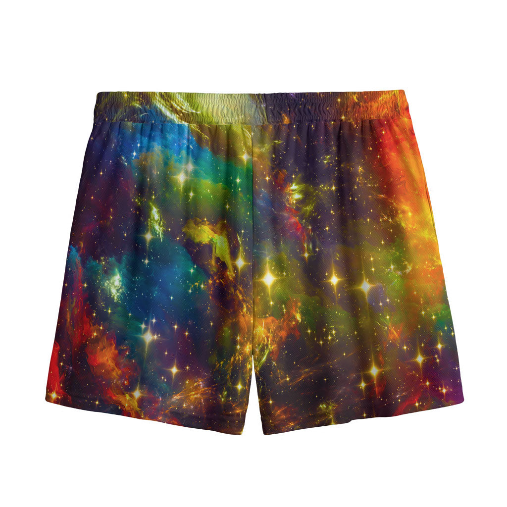 Colorful Universe Galaxy Space Print Mesh Shorts
