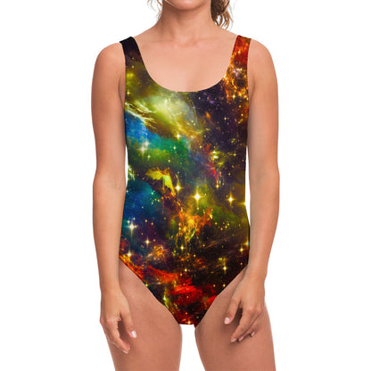 Colorful Universe Galaxy Space Print One Piece Swimsuit