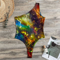 Colorful Universe Galaxy Space Print One Shoulder Bodysuit