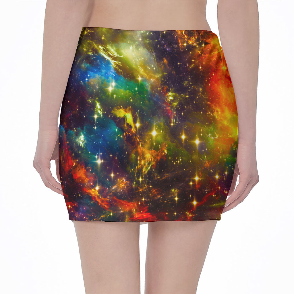 Colorful Universe Galaxy Space Print Pencil Mini Skirt