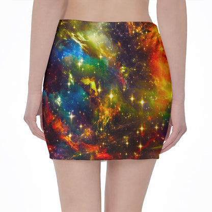 Colorful Universe Galaxy Space Print Pencil Mini Skirt