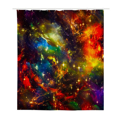 Colorful Universe Galaxy Space Print Polyester Shower Curtain