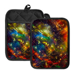 Colorful Universe Galaxy Space Print Pot Holders With Pocket