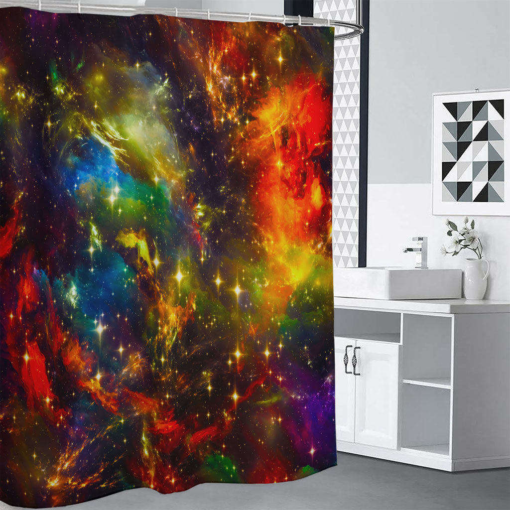 Colorful Universe Galaxy Space Print Premium Shower Curtain