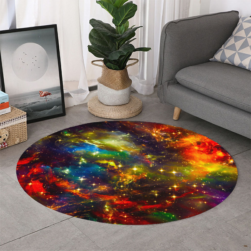 Colorful Universe Galaxy Space Print Round Rug