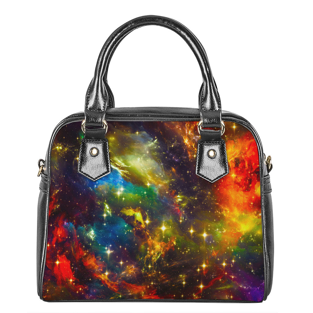 Colorful Universe Galaxy Space Print Shoulder Handbag