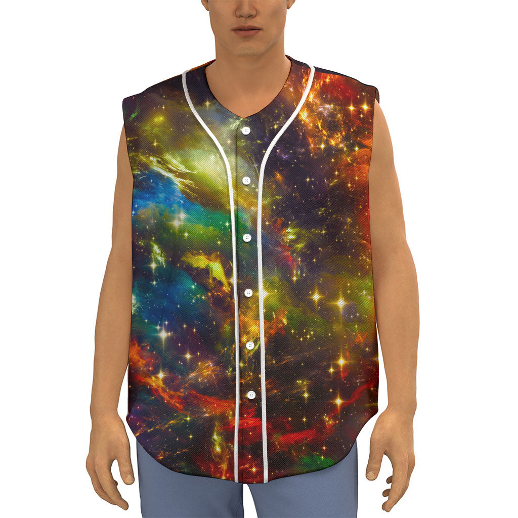 Colorful Universe Galaxy Space Print Sleeveless Baseball Jersey
