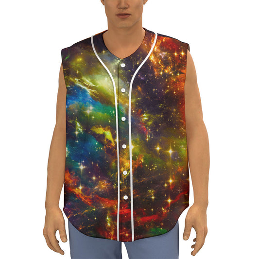 Colorful Universe Galaxy Space Print Sleeveless Baseball Jersey