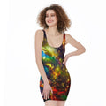 Colorful Universe Galaxy Space Print Sleeveless Bodycon Dress