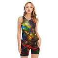 Colorful Universe Galaxy Space Print Sleeveless One Piece Swimsuit