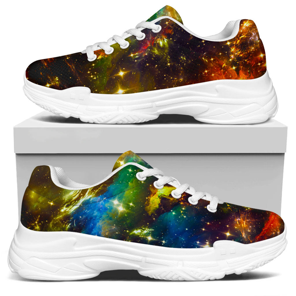 Colorful Universe Galaxy Space Print White Chunky Shoes