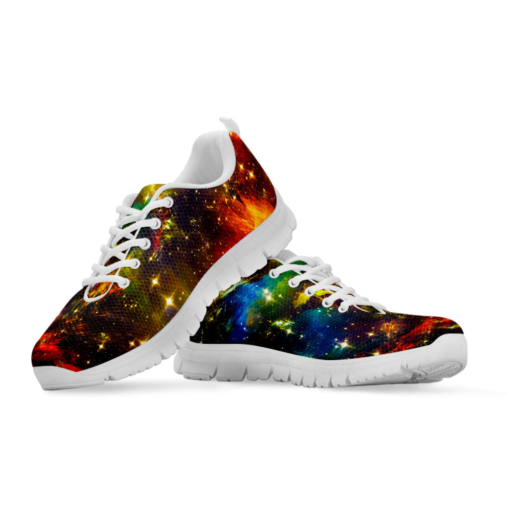 Colorful Universe Galaxy Space Print White Running Shoes