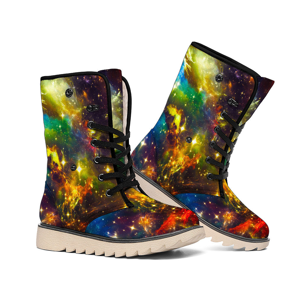 Colorful Universe Galaxy Space Print Winter Boots