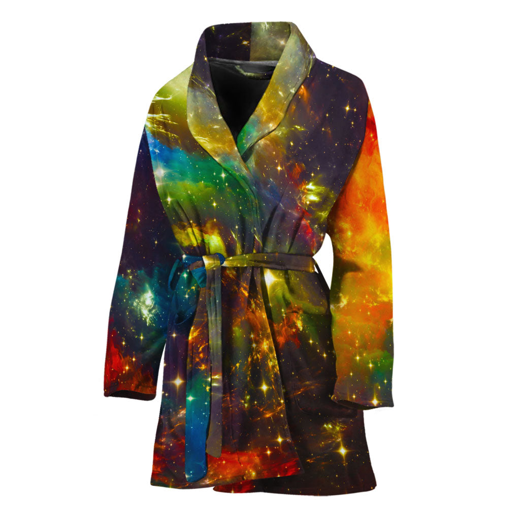 Colorful Universe Galaxy Space Print Women's Bathrobe