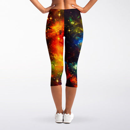 Colorful Universe Galaxy Space Print Women's Capri Leggings