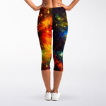 Colorful Universe Galaxy Space Print Women's Capri Leggings