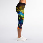 Colorful Universe Galaxy Space Print Women's Capri Leggings