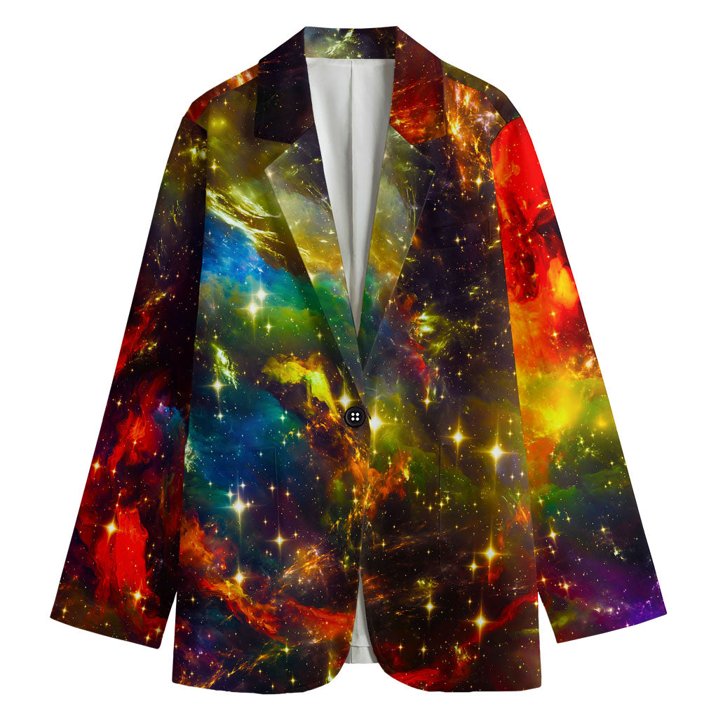 Colorful Universe Galaxy Space Print Women's Cotton Blazer
