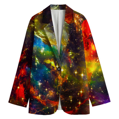 Colorful Universe Galaxy Space Print Women's Cotton Blazer