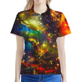 Colorful Universe Galaxy Space Print Women's Polo Shirt