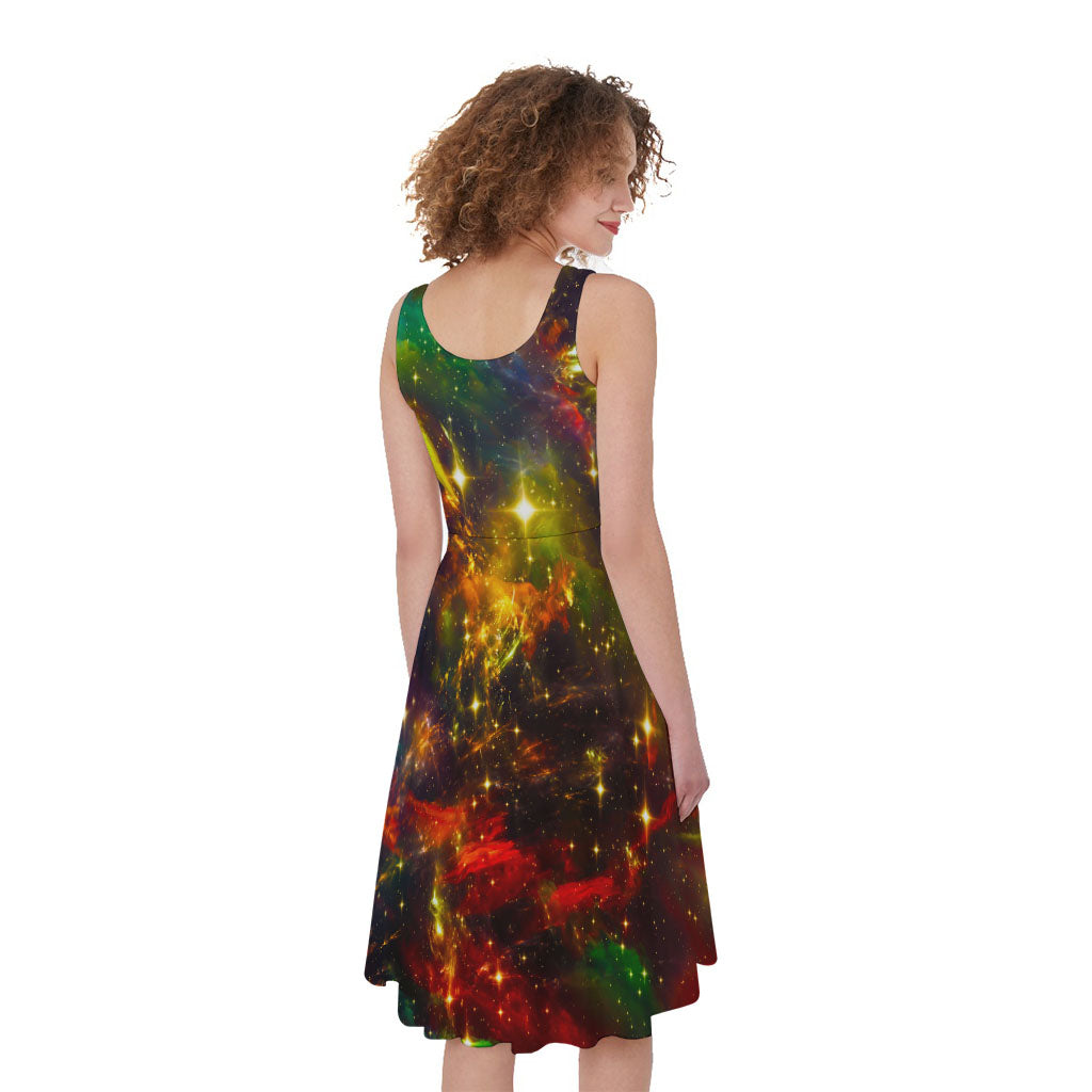 Colorful Universe Galaxy Space Print Women's Sleeveless Dress