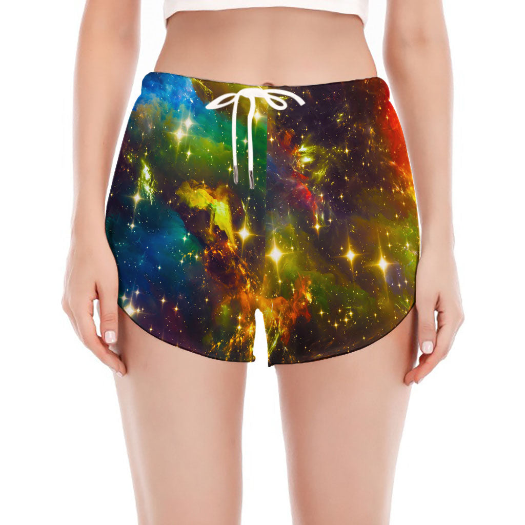 Colorful Universe Galaxy Space Print Women's Split Running Shorts