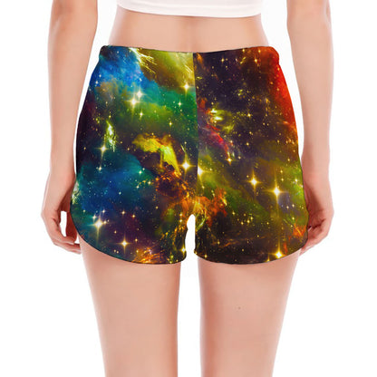 Colorful Universe Galaxy Space Print Women's Split Running Shorts