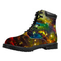 Colorful Universe Galaxy Space Print Padded Collar Lace Up Boots