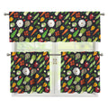 Colorful Vegetable Pattern Print 3 Piece Kitchen Curtains