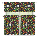 Colorful Vegetable Pattern Print 3 Piece Kitchen Curtains
