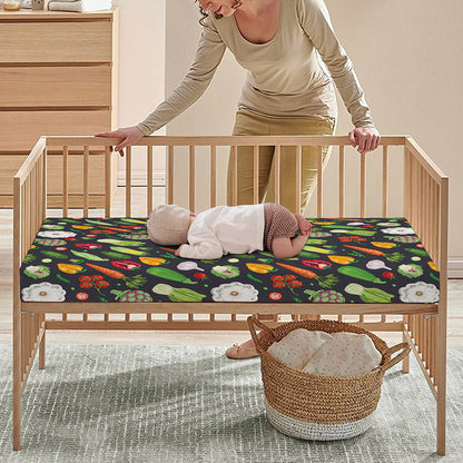 Colorful Vegetable Pattern Print Baby Crib Sheet