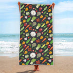 Colorful Vegetable Pattern Print Beach Towel