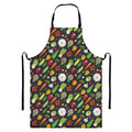 Colorful Vegetable Pattern Print Bib Apron With Pocket