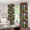 Colorful Vegetable Pattern Print Dimout Grommet Curtains