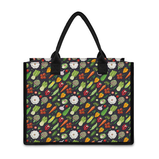 Colorful Vegetable Pattern Print Canvas Tote Bag
