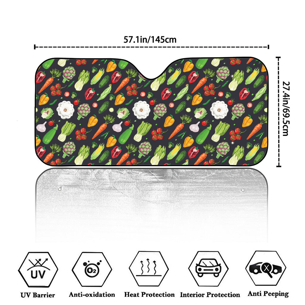 Colorful Vegetable Pattern Print Car Windshield Sun Shade