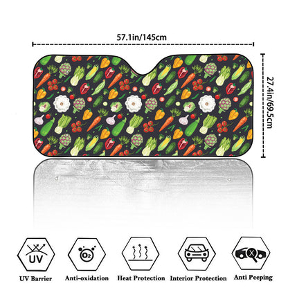 Colorful Vegetable Pattern Print Car Windshield Sun Shade