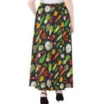 Colorful Vegetable Pattern Print Chiffon Maxi Skirt