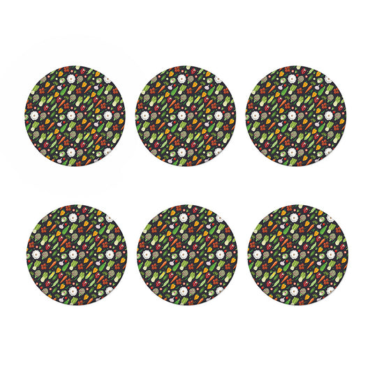 Colorful Vegetable Pattern Print Coaster Set