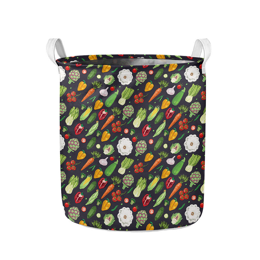 Colorful Vegetable Pattern Print Collapsible Laundry Basket