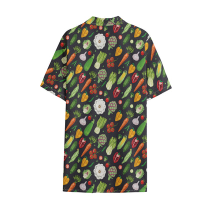 Colorful Vegetable Pattern Print Cotton Hawaiian Shirt