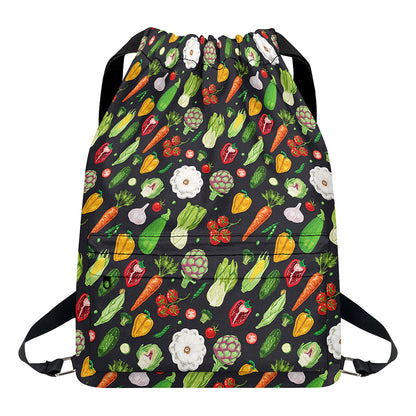 Colorful Vegetable Pattern Print Drawstring Backpack