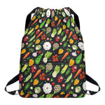 Colorful Vegetable Pattern Print Drawstring Backpack