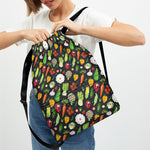 Colorful Vegetable Pattern Print Drawstring Backpack
