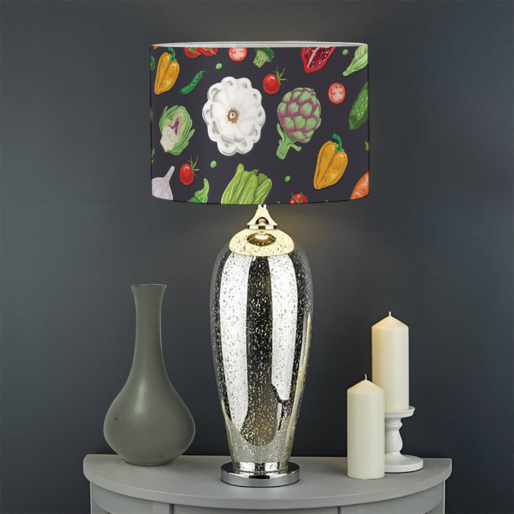 Colorful Vegetable Pattern Print Drum Lamp Shade
