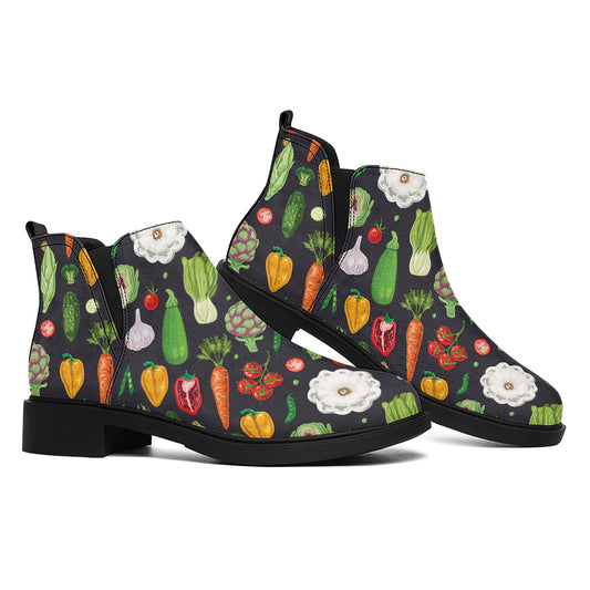 Colorful Vegetable Pattern Print Flat Ankle Boots