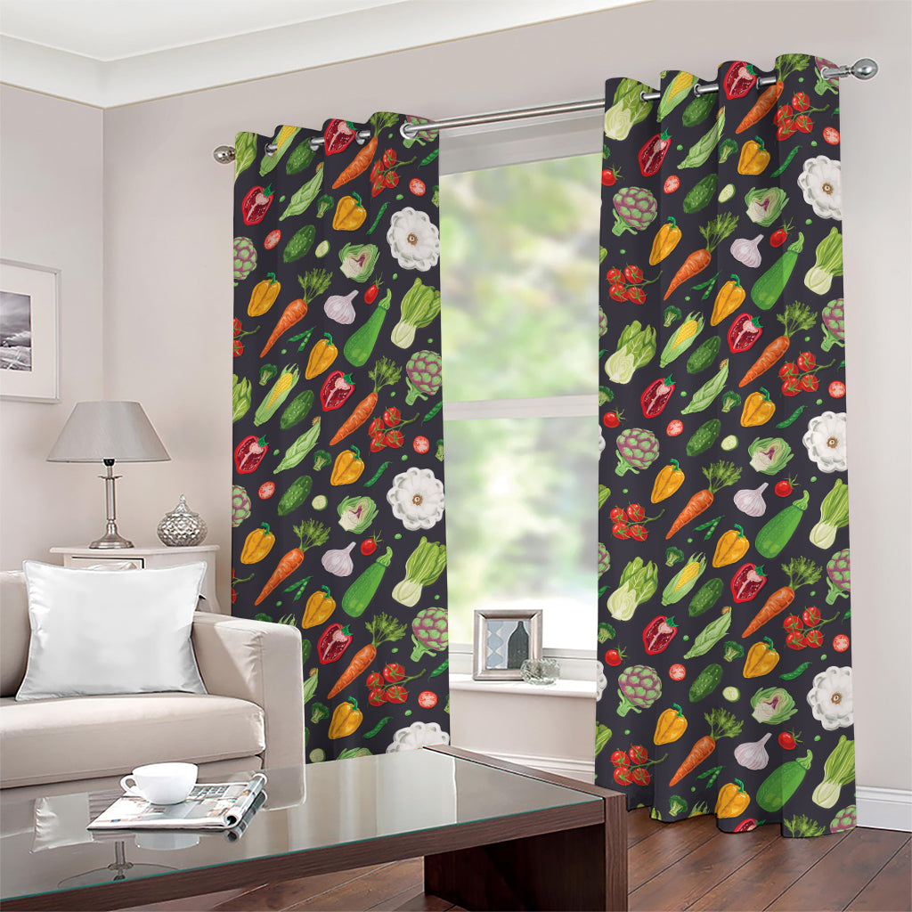 Colorful Vegetable Pattern Print Grommet Curtains