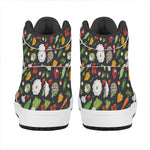 Colorful Vegetable Pattern Print High Top Leather Sneakers